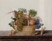 Madame Elie, Still life of fruit in a bowl,upon a stone ledge